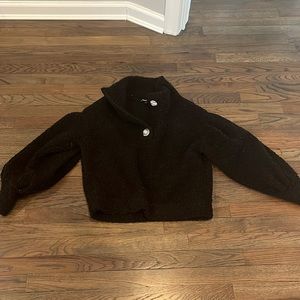 Express Sherpa rhinestone half button hoodie